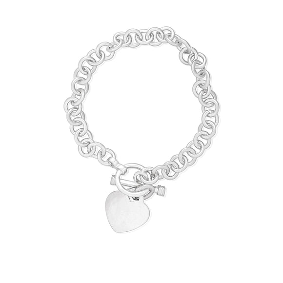 B-004-H Sm Round Link Charm Bracelet - Heart | Teeda
