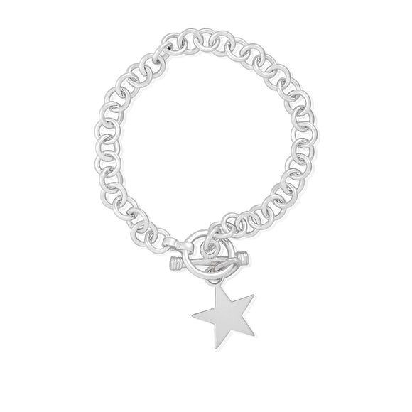 B-004-S Sm Round Link Charm Bracelet - Star | Teeda