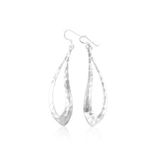 E-1527 Hammered Finish Open Teardrop French Wire Earrings | Teeda
