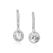 EZ-1098 Leverback Halo Dangle CZ Earrings | Teeda