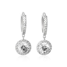 EZ-3002 Halo Dangle Hoop CZ Earrings | Teeda
