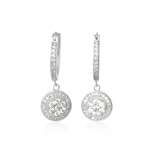 EZ-3003 Cluster Halo Dangle Snap Hoop CZ Earrings | Teeda
