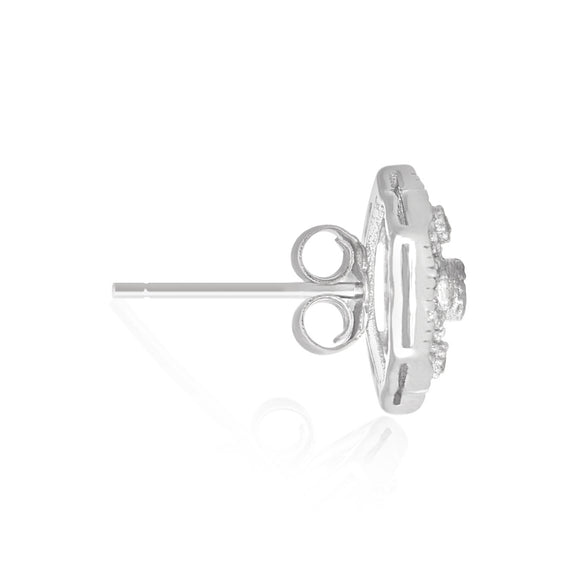 EZ-3007 Vintage Style Hexagon CZ Post Earrings