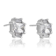 EZ-3275 Emerald Cut w Baguettes CZ Earrings Sm | Teeda
