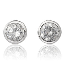 EZ-6200 Bezel Set 7mm Round Stud CZ Earrings | Teeda
