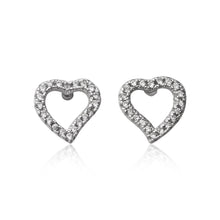 EZ-7025 Open Heart Cubic Zirconia Earrings | Teeda