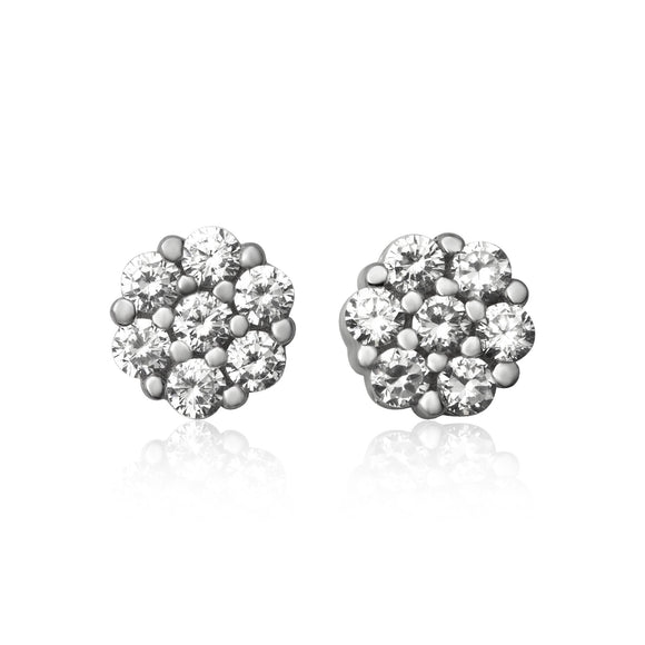EZ-7030 7mm Cluster Cubic Zirconia Stud Earrings | Teeda