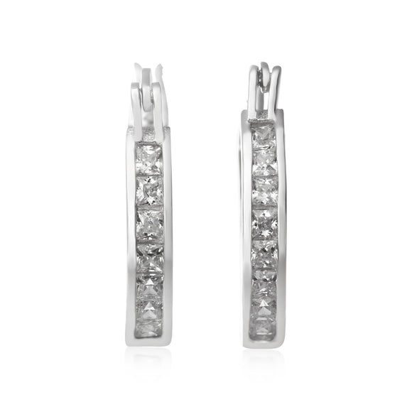 EZ-7038 Channel Set CZ Snap Hoop Earrings | Teeda