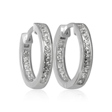 EZ-7039 Channel Set Princess Cut CZ Huggie Earrings | Teeda