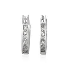 EZ-7040 Channel Set CZ Snap Hoop Earrings | Teeda