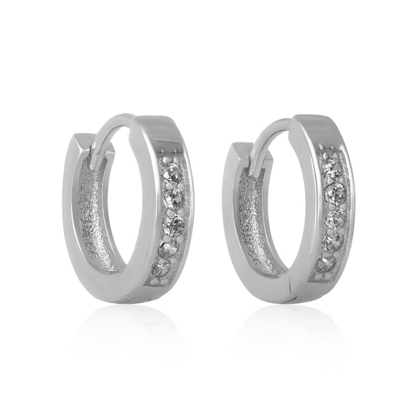 EZ-7042 Channel Set CZ Huggie Earrings | Teeda