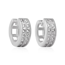 EZ-7044 2 Row Channel Set CZ Huggie Earrings | Teeda
