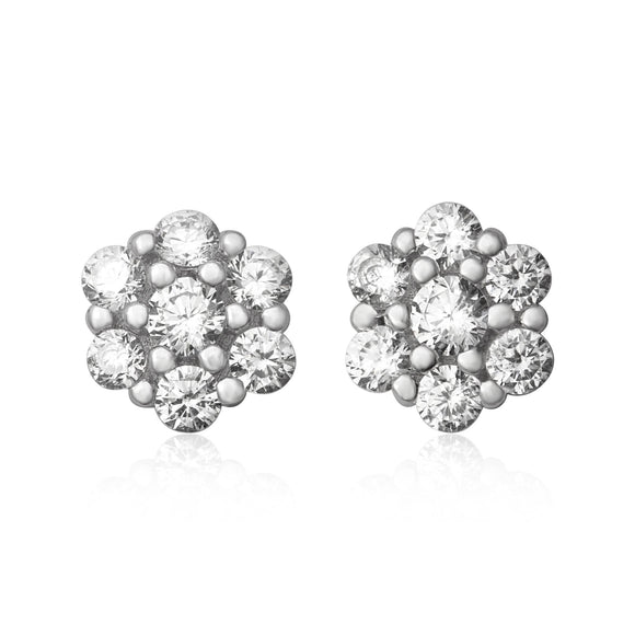 EZ-7054 6mm Cluster Cubic Zirconia Stud Earrings | Teeda