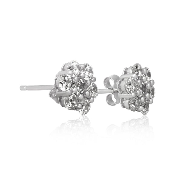EZ-7055 8mm Cluster Cubic Zirconia Stud Earrings