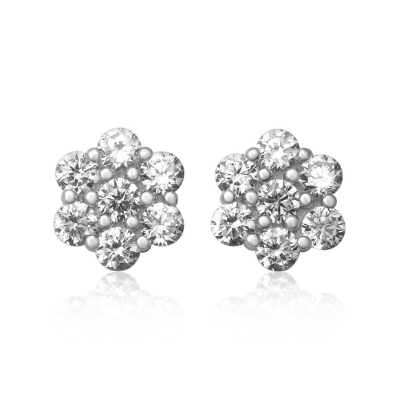 EZ-7055 8mm Cluster Cubic Zirconia Stud Earrings | Teeda