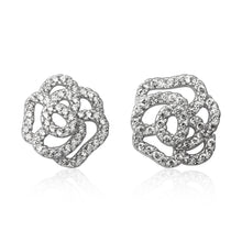 EZ-7069 Pavé Rose Cubic Zirconia Earrings | Teeda