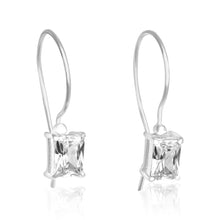 EZ-9070 Emerald Cut CZ French Wire Earrings 7x5mm | Teeda