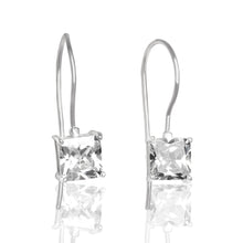 EZ-9080 Square Cut CZ French Wire Earrings 7mm | Teeda