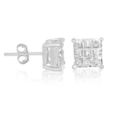 EZBIS-070 Invisible Set Square CZ Stud Earrings Basket Setting 7mm | Teeda
