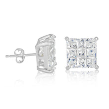 EZBIS-100 Invisible Set Square CZ Stud Earrings Basket Setting 10mm | Teeda