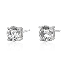 EZBR-070 Round Brilliant Cut Basket Setting CZ Stud Earrings 7mm | Teeda