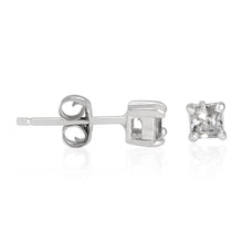 EZBS-030 Square Princess Cut Basket Setting CZ Stud Earrings 3mm | Teeda