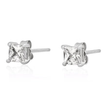 EZBS-040 Square Princess Cut Basket Setting CZ Stud Earrings 4mm | Teeda