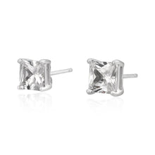 EZBS-060 Square Princess Cut Basket Setting CZ Stud Earrings 6mm | Teeda