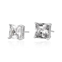 EZBS-080 Square Princess Cut Basket Setting CZ Stud Earrings 8mm | Teeda