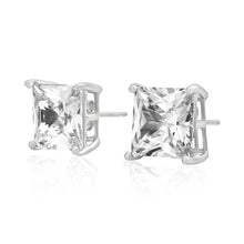 EZBS-100 Square Princess Cut Basket Setting CZ Stud Earrings 10mm | Teeda