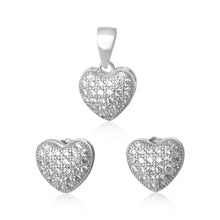 MAZ-7000 Heart Micropavé CZ Earring Pendant Set | Teeda