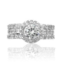 RSZ-2153 Halo CZ Engagement Wedding Ring Set | Teeda