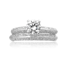 RSZ-2159 Knife Edge CZ Engagement Wedding Ring Set | Teeda