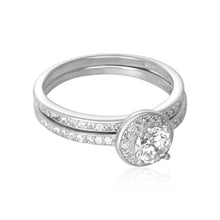 RSZ-3005 Halo Cubic Zirconia Wedding Ring Set | Teeda