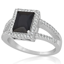 RZ-1667 Rectangular Princess Cut Split Shank CZ Ring - Black | Teeda