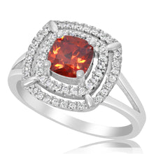 RZ-1691 Cushion Cut CZ Double Halo Ring - Garnet | Teeda