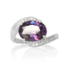 RZ-3490-AM Oval Cut CZ Ring - Amethyst | Teeda