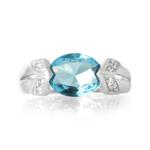 RZ-3550-AQ Ilario CZ Ring - Aqua | Teeda