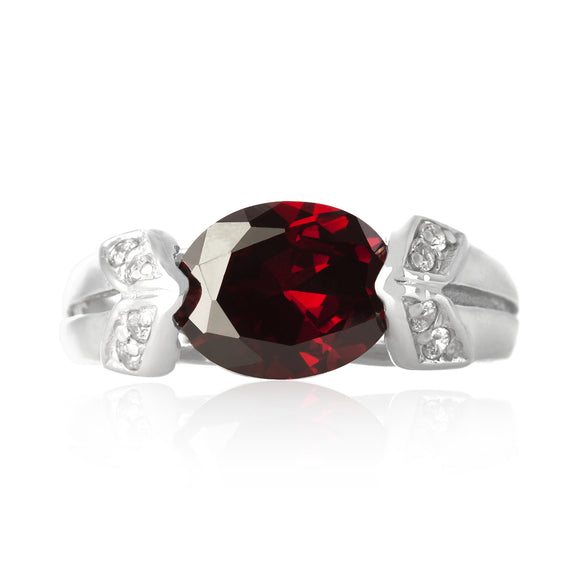 RZ-3550-GG Ilario CZ Ring - Garnet | Teeda