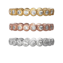 RZ-7154 Milgrain Dots Cubic Zirconia Eternity Ring | Teeda