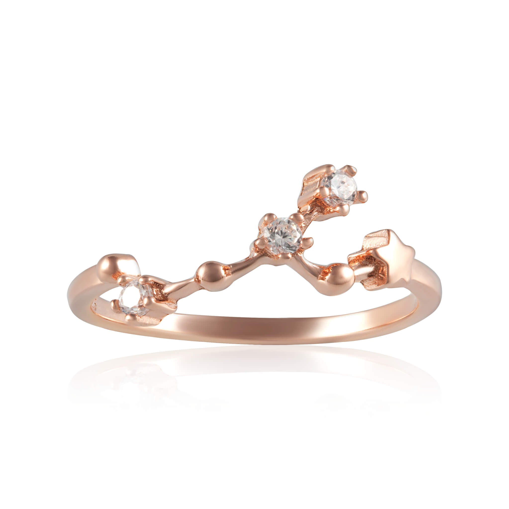 福袋安いいね半額ストア RZ-7173-RG Plated Gold Rose - Ring CZ Constellation Zodiac アイドル